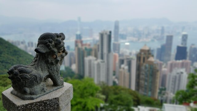 香港の街を見下ろす